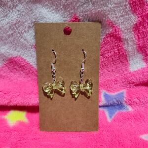 Green Bows Silver Drop/Dangle Earrings